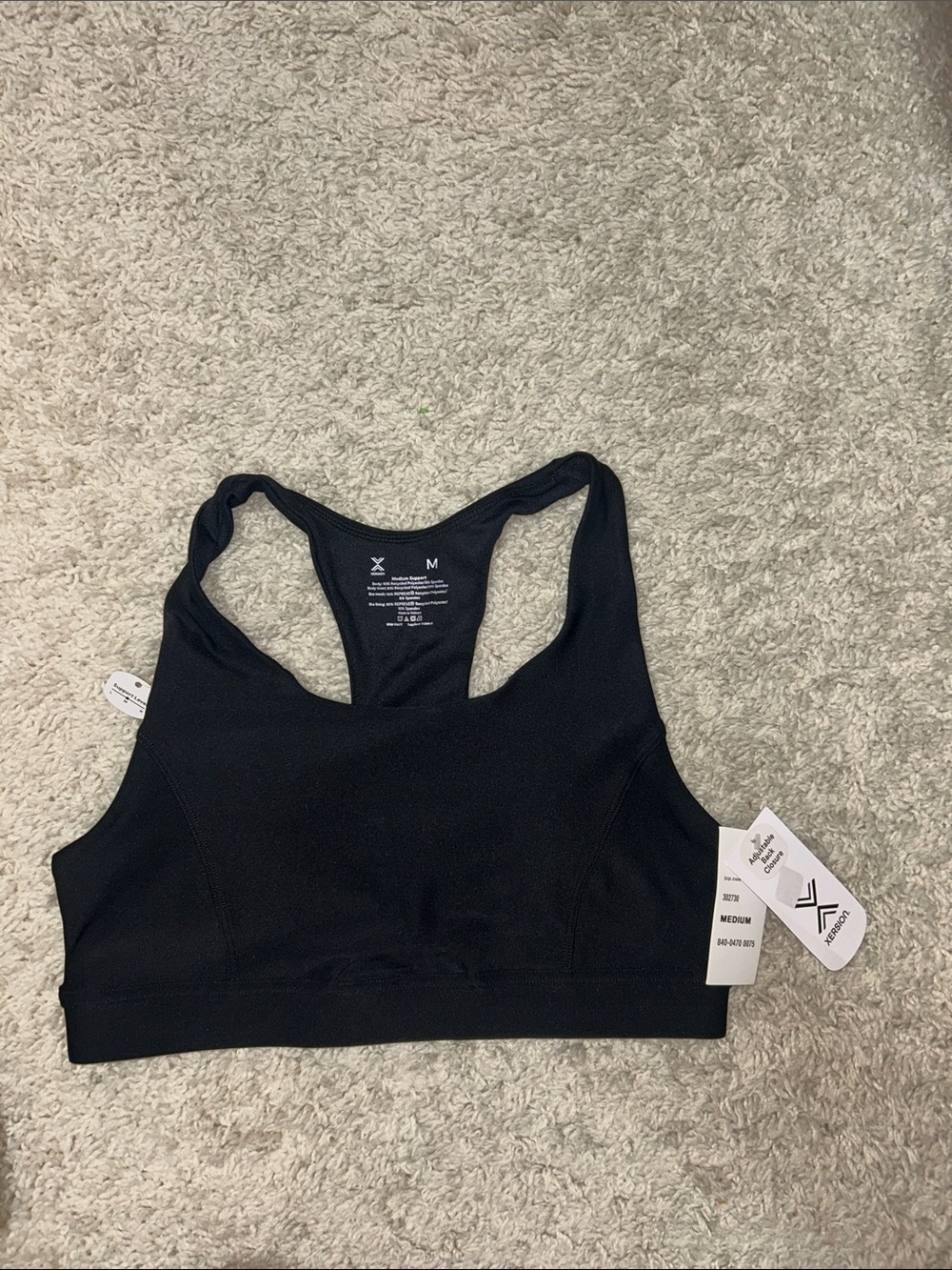 Xersion Black Racerback Medium Sports Bra with Tags